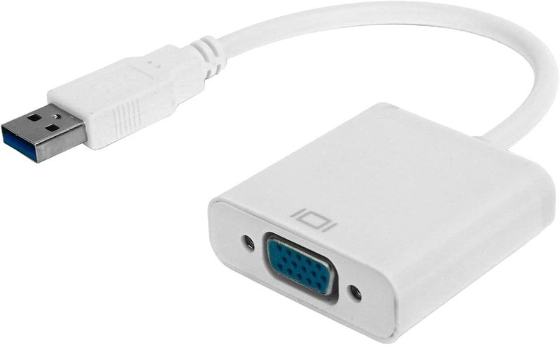 Zopsc USB3.0 to VGA Converter 5Gbps HD 1080P Adapter Cable 15Pin Female, Supports Multi Display Solutions, No External Power Supply, for PC laptops, Desktops, Monitors. (White) - Image 1